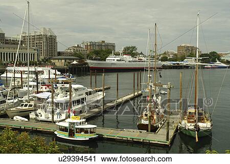Stock Image -  Victoria, British Columbia, Canada, Vancouver Island, Inner Harbour, waterfront, marina. Fotosearch