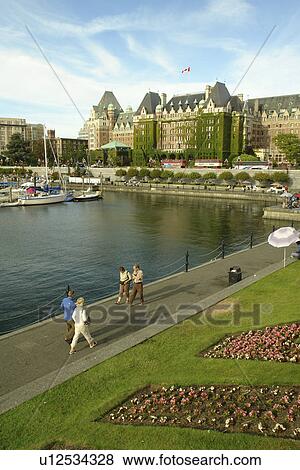 Victoria, British Columbia, Canada, Vancouver Island, Inner Harbour, The Empress Hotel, waterfront View Large Photo Image Stock Photo - Victoria, British Columbia, Canada, Vancouver Island, Inner Harbour, The Empress Hotel, waterfront. Fotosearch