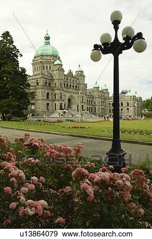 Stock Photo -  Victoria, British Columbia, Canada, Vancouver Island, Inner Harbour, Parliament Buildings. Fotosearch