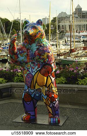 Victoria, British Columbia, Canada, Vancouver Island, Inner Harbour, waterfront, Spirit Bears in the City, Good News Bear bear statue View Large Photo Image Stock Photo - Victoria, British Columbia, Canada, Vancouver Island, Inner Harbour, waterfront, Spirit Bears in the City, Good News Bear bear statue. Fotosearch