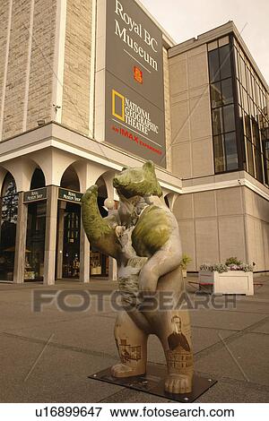 Stock Photo -  Victoria, British Columbia, Canada, Vancouver Island, Royal British Columbia Museum, National Geographic Theatre, Spirit Bears in the City, Francis bear statue. Fotosearch