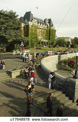 Stock Photo -  Victoria, British Columbia, Canada, Vancouver Island, Inner Harbour, The Empress Hotel, waterfront. Fotosearch