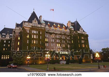 Victoria, British Columbia, Canada, Vancouver Island, Inner Harbour, The Empress Hotel, evening View Large Photo Image Stock Photo - Victoria, British Columbia, Canada, Vancouver Island, Inner Harbour, The Empress Hotel, evening. Fotosearch