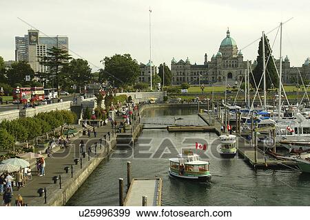 Stock Photo -  Victoria, British Columbia, Canada, Vancouver Island, Inner Harbour, downtown skyline, waterfront. Fotosearch