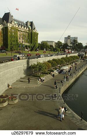 Stock Photo -  Victoria, British Columbia, Canada, Vancouver Island, Inner Harbour, The Empress Hotel, waterfront. Fotosearch