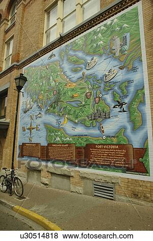 Victoria, British Columbia, Canada, Vancouver Island, downtown, wall mural, map View Large Photo Image Stock Photo - Victoria, British Columbia, Canada, Vancouver Island, downtown, wall mural, map. Fotosearch