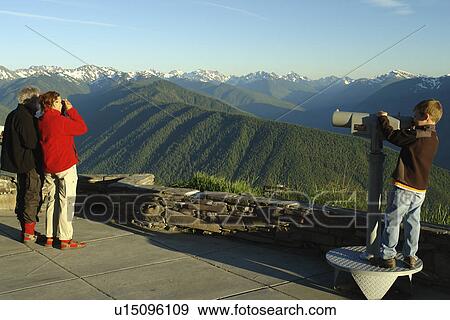 Stock Photo -  WA, Washington, Olympic Peninsula, Olympic National Park, Hurricane Ridge, overlook. Fotosearch