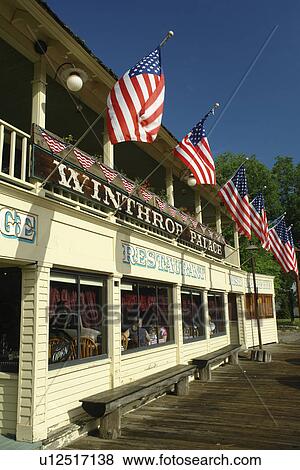 Winthrop, WA, Washington, Main Street, Old West Town View Large Photo Image Stock Photo - Winthrop, WA, Washington, Main Street, Old West Town. Fotosearch