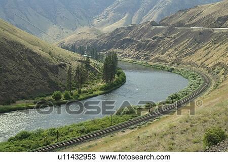 Stock Image -  Yakima, WA, Washington, Yakima Canyon, Yakima River Canyon State Scenic Byway. Fotosearch