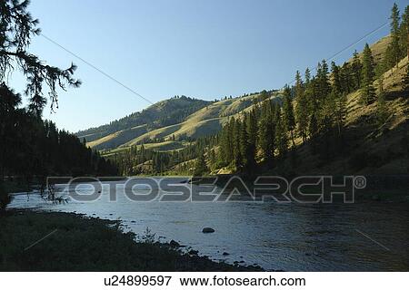 Stock Photo -  Ahsahka, ID, Idaho, Clearwater River, Northwest Passage National Scenic Byway, Clearwater River Canyon. Fotosearch