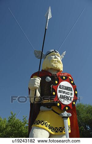 Stock Image -  Alexandria, MN, Minnesota, Alex the Viking Statue, Alexandria Birthplace of America. Fotosearch