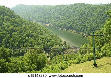 Stock Image -  Amsted, WV, West Virginia, Hawks Nest State Park, Hawks Nest Canyon Tramway. Fotosearch