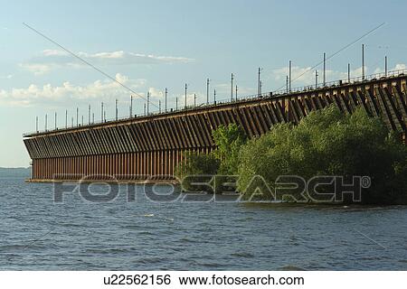 Stock Photograph -  Ashland, WI, Wisconsin, Lake Superior, Ore Dock, Soo Line Landmark. Fotosearch