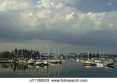 Stock Image -  Bernard/Bass Harbor, ME, Maine, fishing harbor. Fotosearch