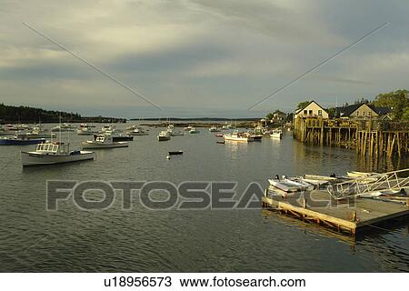Stock Image -  Bernard/Bass Harbor, ME, Maine, fishing harbor. Fotosearch