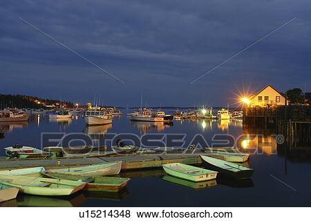 Stock Photo -  Bernard/Bass Harbor, ME, Maine, fishing harbor, evening. Fotosearch