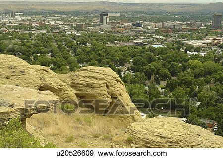 Billings, MT, Montana, aerial, downtown, Rimrock, Chief Black Otter Trail View Large Photo Image Stock Photo - Billings, MT, Montana, aerial, downtown, Rimrock, Chief Black Otter Trail. Fotosearch