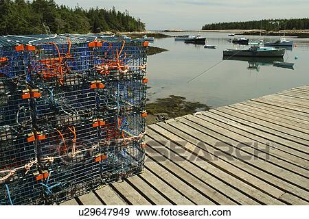 Birch Harbor, ME, Maine, Schoodic Peninsula, fishing harbor, lobster traps View Large Photo Image Stock Photo - Birch Harbor, ME, Maine, Schoodic Peninsula, fishing harbor, lobster traps. Fotosearch