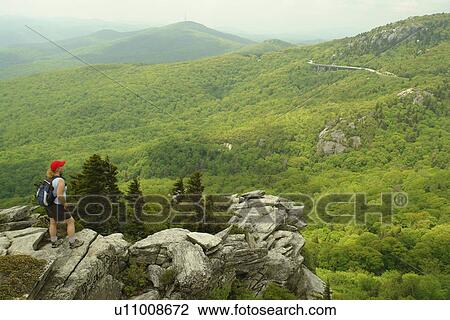 Stock Image -  Blue Ridge Parkway, Boone, NC, North Carolina, Blue Ridge Mountains, Appalachian Mts Grandfather Mountain, Rough. Fotosearch