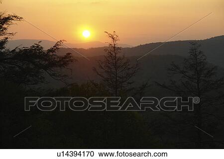 Stock Image -  Blue Ridge Parkway, Boone, NC, North Carolina, Blue Ridge Mountains, Appalachian Mts sunset. Fotosearch