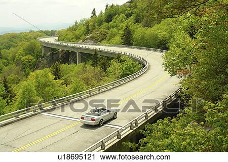 Stock Image -  Blue Ridge Parkway, Boone, NC, North Carolina, Blue Ridge Mountains, Appalachian Mts Linn Cove Viaduct. Fotosearch