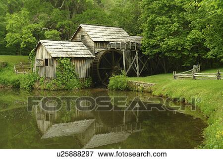 Blue Ridge Parkway, VA, Virginia, Blue Ridge Mountains, Appalachian Mts Mabry Mill View Large Photo Image Stock Photo - Blue Ridge Parkway, VA, Virginia, Blue Ridge Mountains, Appalachian Mts Mabry Mill. Fotosearch