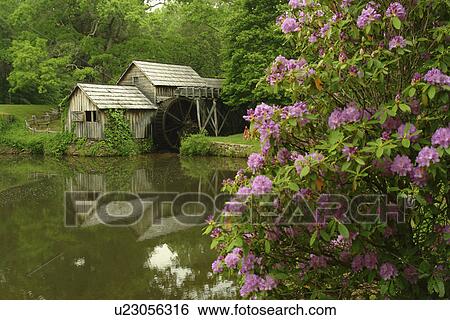Stock Photograph -  Blue Ridge Parkway, VA, Virginia, Blue Ridge Mountains, Appalachian Mts Mabry Mill. Fotosearch