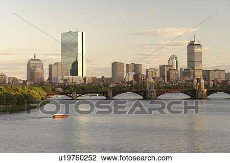 Stock Image -  Boston, MA, Massachusetts, Charles River, downtown skyline. Fotosearch
