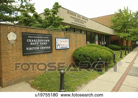 Stock Image -  Boston, MA, Massachusetts, Charlestown Navy Yard Visitor Center, Bunker Hill Pavilion. Fotosearch