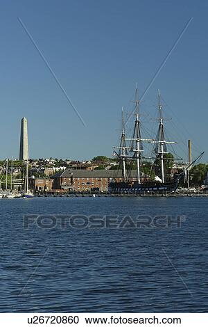 Stock Image -  Boston, MA, Massachusetts, Charlestown Navy Yard Visitor Center, USS Constitution Museum, USS Constitution, warship. Fotosearch