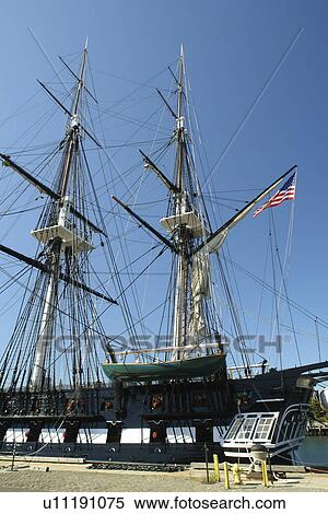 Stock Photography -  Boston, MA, Massachusetts, Charlestown Navy Yard Visitor Center, USS Constitution Museum, USS Constitution, warship. Fotosearch