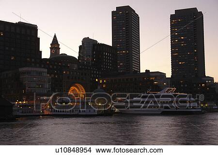 Boston, MA, Massachusetts, Downtown Skyline, evening View Large Photo Image Picture - Boston, MA, Massachusetts, Downtown Skyline, evening. Fotosearch