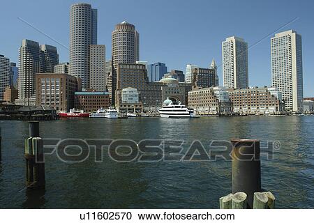 Stock Image -  Boston, MA, Massachusetts, Downtown Skyline. Fotosearch