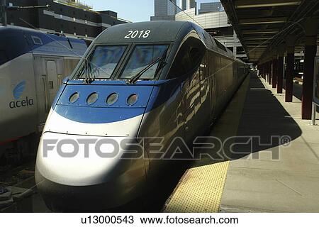 Stock Image -  Boston, MA, Massachusetts, Downtown, AMTRAK, train station, Acela. Fotosearch