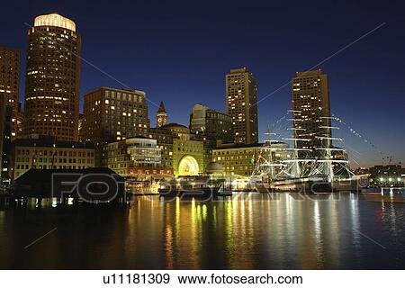 Boston, MA, Massachusetts, Downtown, skyline, evening, harbor View Large Photo Image Stock Photo - Boston, MA, Massachusetts, Downtown, skyline, evening, harbor. Fotosearch