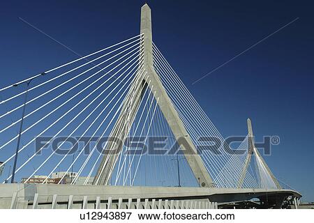 Boston, MA, Massachusetts, Downtown, Charles River Bridge, cable-stayed bridge, The Big Dig View Large Photo Image Stock Photo - Boston, MA, Massachusetts, Downtown, Charles River Bridge, cable-stayed bridge, The Big Dig. Fotosearch