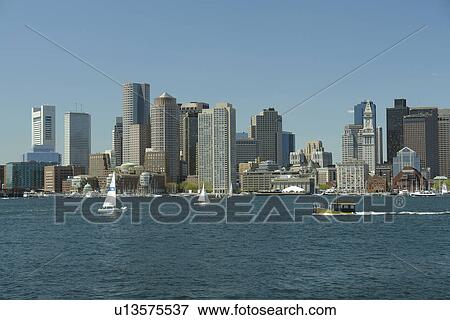 Stock Photo -  Boston, MA, Massachusetts, Downtown Skyline. Fotosearch