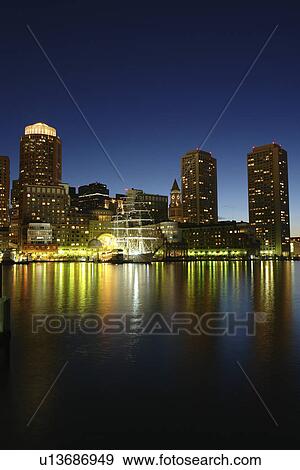 Boston, MA, Massachusetts, Downtown, skyline, evening, harbor View Large Photo Image Stock Photo - Boston, MA, Massachusetts, Downtown, skyline, evening, harbor. Fotosearch