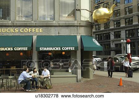 Boston, MA, Massachusetts, Downtown, Starbucks Coffee Shop, giant tea kettle View Large Photo Image Stock Photo - Boston, MA, Massachusetts, Downtown, Starbucks Coffee Shop, giant tea kettle. Fotosearch