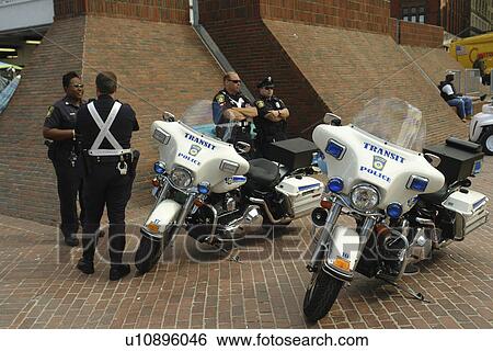 Stock Photograph -  Boston, MA, Massachusetts, Downtown, policemen, Government Center. Fotosearch