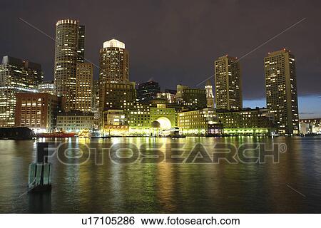Boston, MA, Massachusetts, Downtown skyline, evening View Large Photo Image Stock Photograph - Boston, MA, Massachusetts, Downtown skyline, evening. Fotosearch