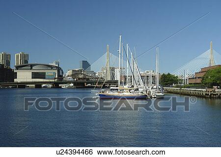 Boston, MA, Massachusetts, Downtown, Charles River Bridge, cable-stayed bridge, The Big Dig, TD Banknorth Garden, Fleet Center View Large Photo Image Stock Photograph - Boston, MA, Massachusetts, Downtown, Charles River Bridge, cable-stayed bridge, The Big Dig, TD Banknorth Garden, Fleet Center. Fotosearch