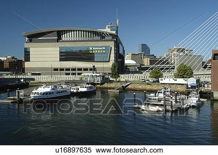 Stock Photography -  Boston, MA, Massachusetts, Downtown, TD Banknorth Garden, Fleet Center, harbor. Fotosearch