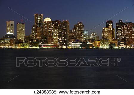 Boston, MA, Massachusetts, Downtown Skyline, evening View Large Photo Image Stock Photography - Boston, MA, Massachusetts, Downtown Skyline, evening. Fotosearch