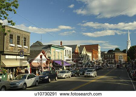 Stock Image -  Camden, ME, Maine, Penobscot Bay, Downtown. Fotosearch
