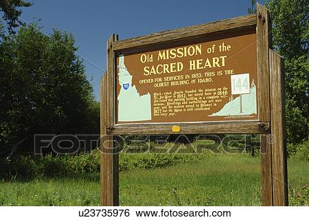 Cataldo, ID, Idaho, Coeur D' Alene's Old Mission State Park, Old Mission of the Sacred Heart 1853, interpretive sign, historical marker View Large Photo Image Stock Photograph - Cataldo, ID, Idaho, Coeur D' Alene's Old Mission State Park, Old Mission of the Sacred Heart 1853, interpretive sign, historical marker. Fotosearch
