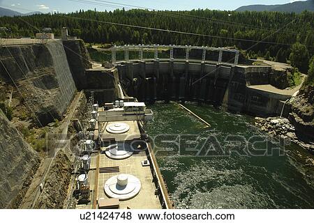 Clark Fork, ID, Idaho, Cabinet Gorge Dam, hydroelectric development, Clark Fork River View Large Photo Image Stock Photo - Clark Fork, ID, Idaho, Cabinet Gorge Dam, hydroelectric development, Clark Fork River. Fotosearch