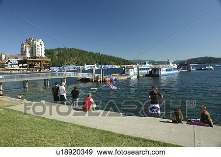 Stock Photo -  Coeur D' Alene, ID, Idaho, Coeur D' Alene Resort, Lake Coeur D' Alene, waterfront. Fotosearch