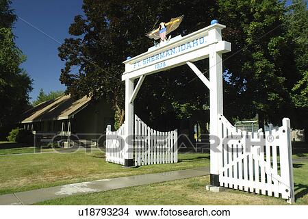Picture -  Coeur D' Alene, ID, Idaho, Fort Sherman, entrance gate. Fotosearch