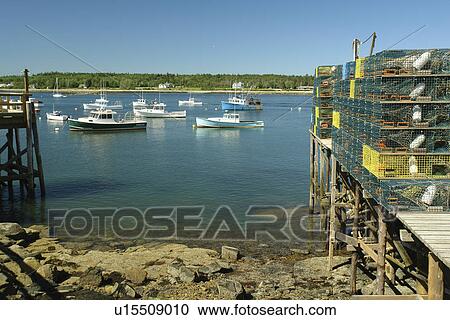 Corea, ME, Maine, Schoodic Peninsula, fishing harbor, lobster traps View Large Photo Image Stock Image - Corea, ME, Maine, Schoodic Peninsula, fishing harbor, lobster traps. Fotosearch
